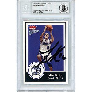 Mike Bibby Kings Signed 03-04 Fleer Basketball Card Beckett BAS Autograph Slab